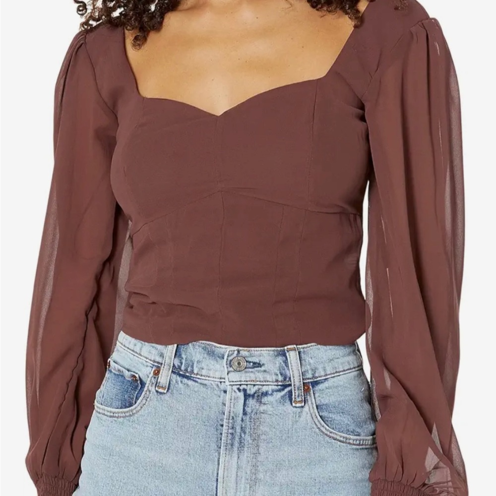 brown long sleeve blouse